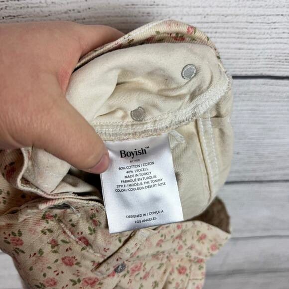 Boyish Women's High Rise Tommy Desert Rose Floral Ivory Straight Jeans Size 30 - Picture 10 of 10